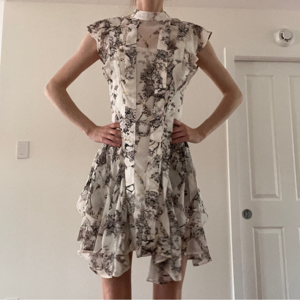 ALL SAINTS Floral Ruffle Skeleton Mini Dress Size 2 US
